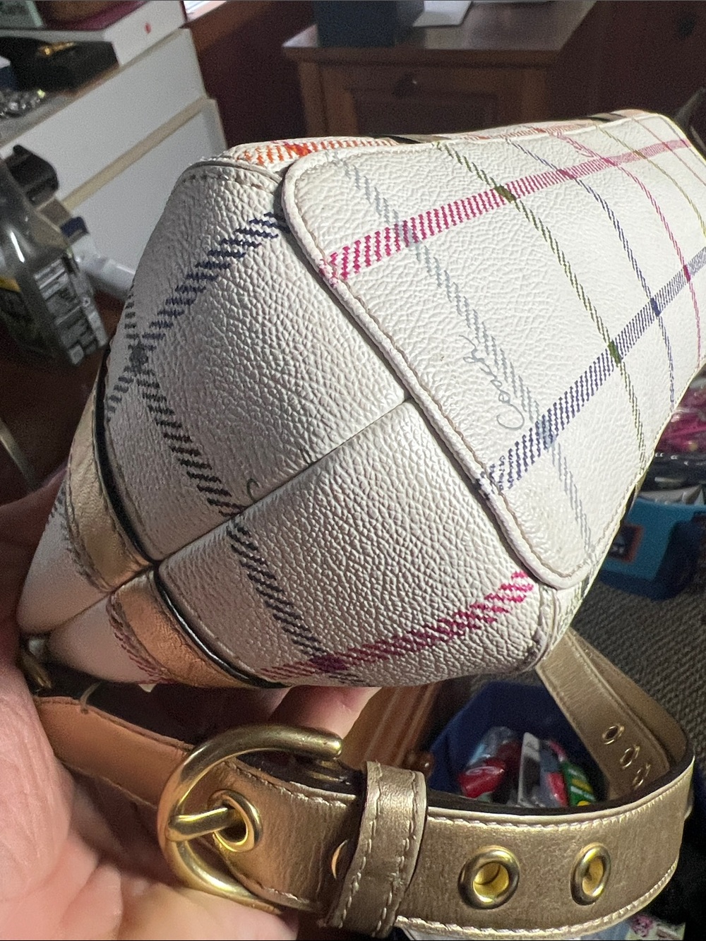Coach Peyton Tattersall Plaid Shoulder Bag with wallet - Picture 11 of 12